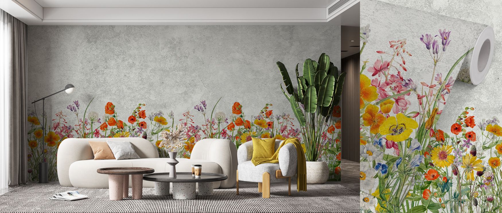 Colorful rhythm highlights Scented Summer Wallpaper, where blossoms layer gently. The palette radiates vibrancy, turning interiors into seasonal retreats. Kitchens or bedrooms feel cheerful, filled with natural grace.