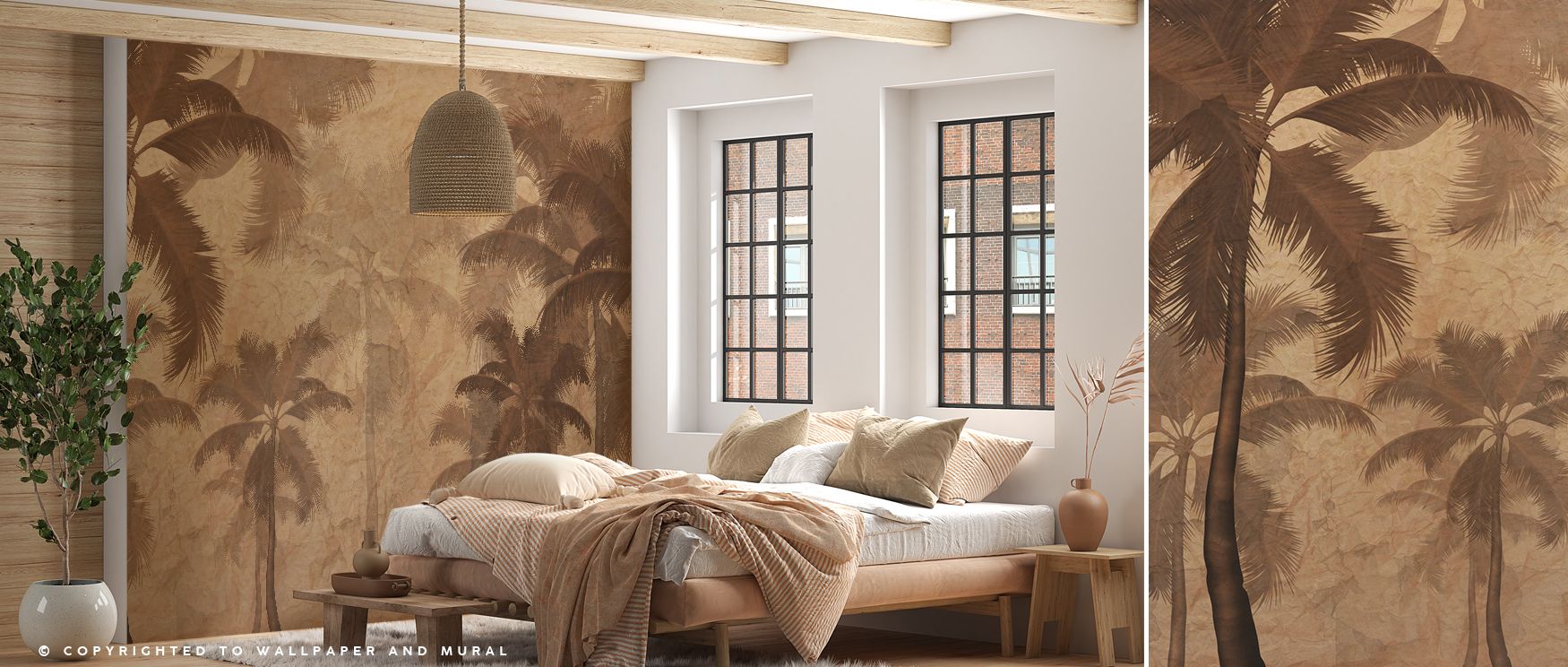 Warm hues highlight Sepia Palm Trees Wallpaper, where silhouettes inspire calm. Each tree conveys heritage, shaping interiors with coastal grace. Bedrooms or living rooms glow with serenity.