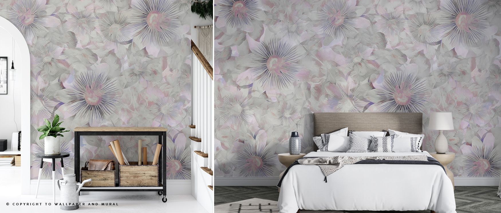 Whimsical presence fills Smiling Flowers Wallpaper, where faces convey charm. Each detail adds brightness, uplifting interiors. Nurseries or bedrooms glow with cheerful beauty.