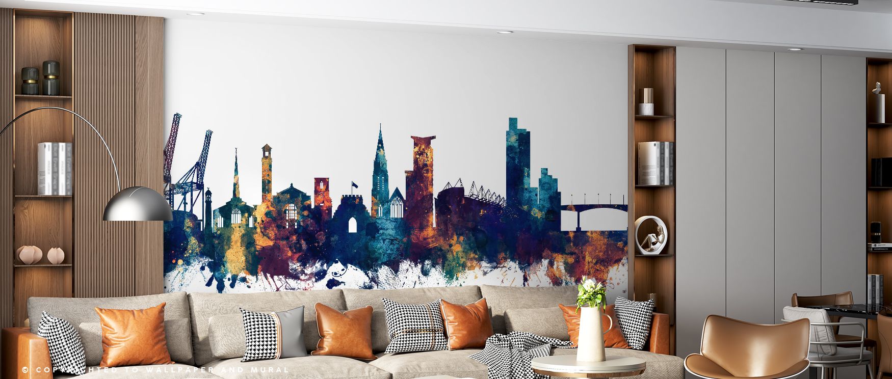 Heritage artistry thrives in Southampton England Skyline Blue & Bronze Wallpaper, where structures shine with detail. Each tone conveys sophistication, turning walls into urban sanctuaries. Interiors glow with calmness, perfect for studies or bedrooms see