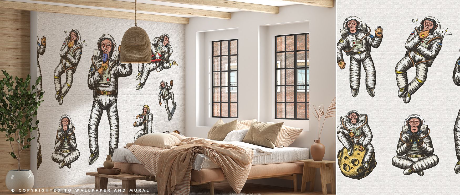 Cheerful artistry defines Space Monkey Wallpaper, where cosmic forms inspire playfulness. Each character adds charm, turning walls into lively escapes. Nurseries or bedrooms glow with whimsical energy, filled with joy and imagination.