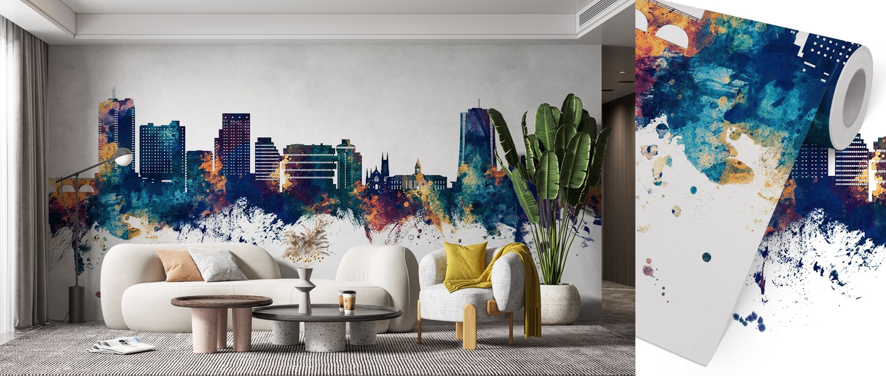 Heritage presence appears in Stamford Connecticut Skyline Blue & Bronze Wallpaper, where rooftops glow with richness. The palette conveys refinement, enriching interiors. Walls glow with timeless calm, ideal for offices or bedrooms seeking balance.
