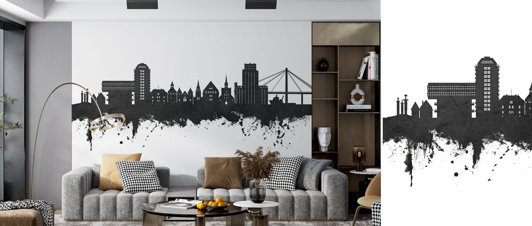 Distinct silhouettes shine in Stavanger Norway Skyline Black & White Wallpaper, where monochrome tones enrich heritage artistry. Each line conveys refinement, enriching interiors. Offices or bedrooms glow with timeless rhythm and charm.