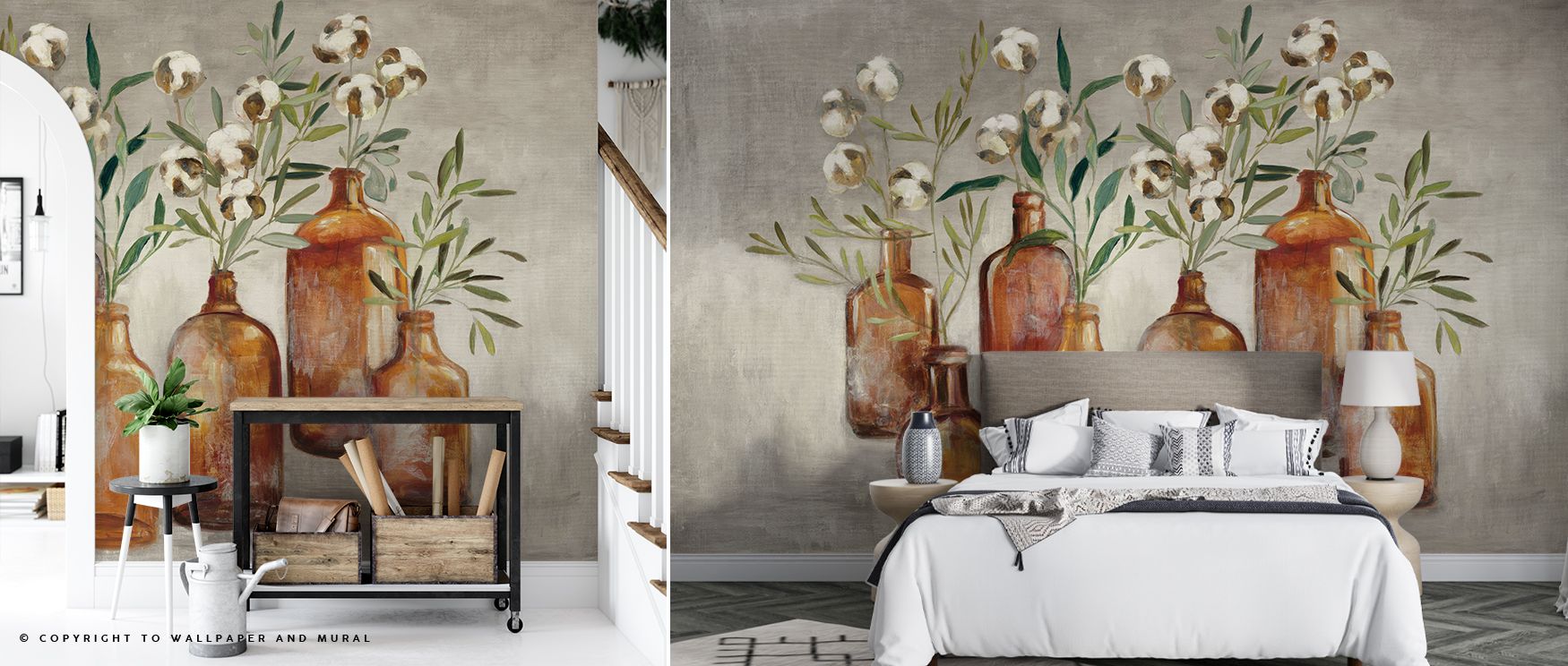 Stillness radiates from Still Life Flasks Wallpaper, where forms enrich walls with subtle beauty. The imagery conveys refinement, uplifting interiors. Walls glow with calm serenity, ideal for bedrooms or offices seeking balance.