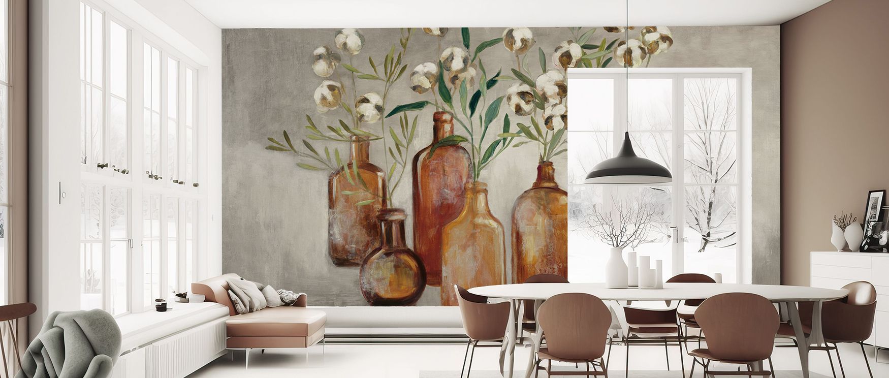 Elegant calmness defines Still Life Flasks Wallpaper, where artistry conveys serenity. Each detail enriches interiors, turning walls into creative landscapes. Living rooms or studies glow with refinement, filled with charm.