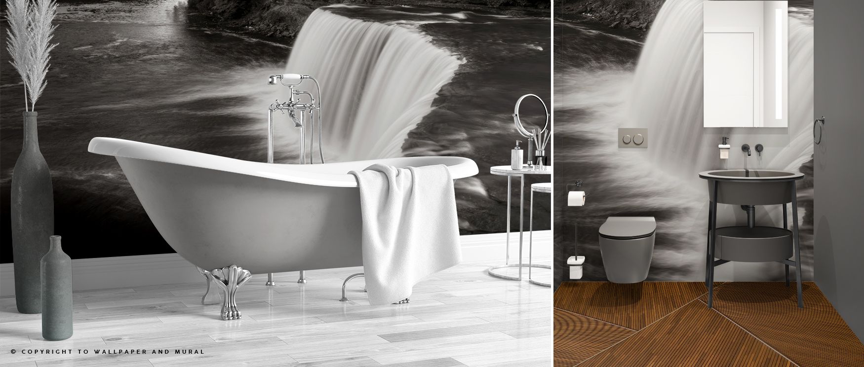 Cascading artistry thrives in Tahquamenon Falls Wallpaper, where water flows in elegant rhythm. Each line conveys calm, enriching interiors. Walls glow with peace, ideal for bedrooms or studies.