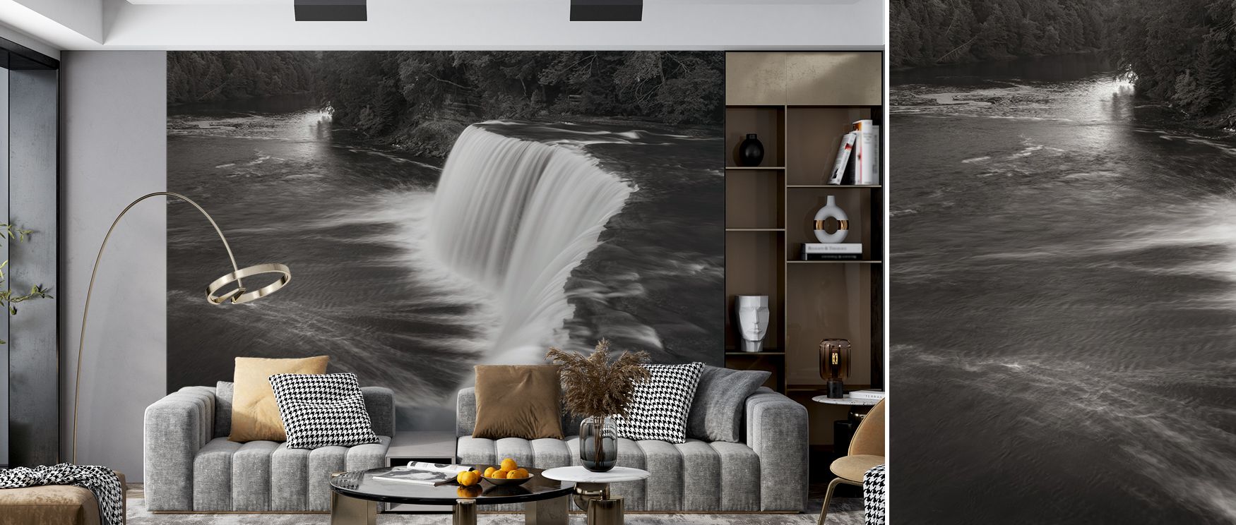 Distinct calm radiates from Tahquamenon Falls Wallpaper, where water imagery conveys strength. Each detail enriches interiors with charm. Walls glow with harmony, ideal for bedrooms or hallways.