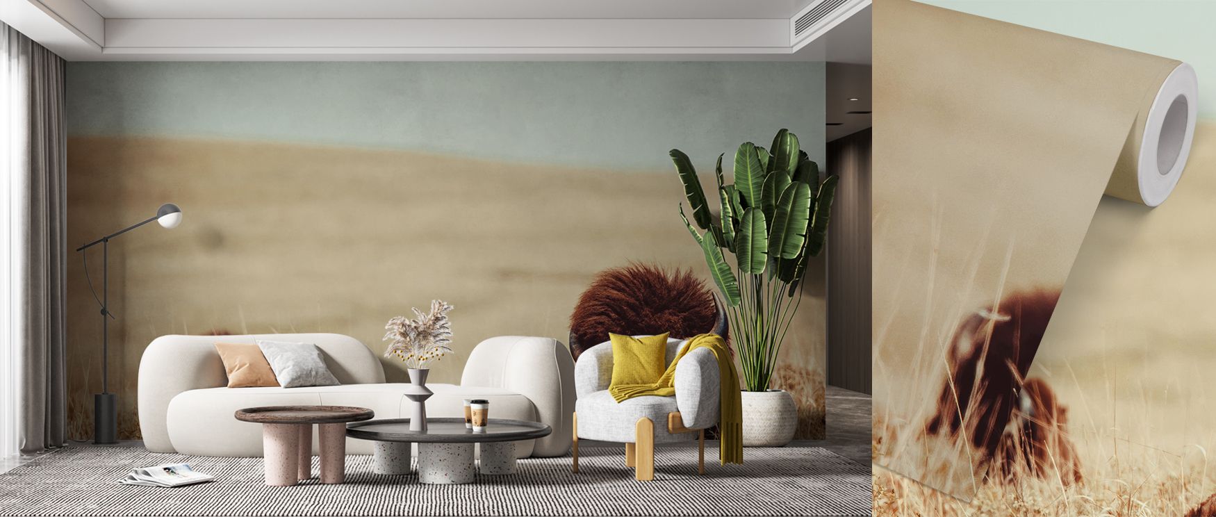 Untamed spirit thrives in Tall Grass Bison Wallpaper, where the imagery of bison blends with soft tones of earth and sky. The grasses create subtle patterns, adding texture and refinement to the backdrop. It transforms interiors into quiet sanctuaries fil