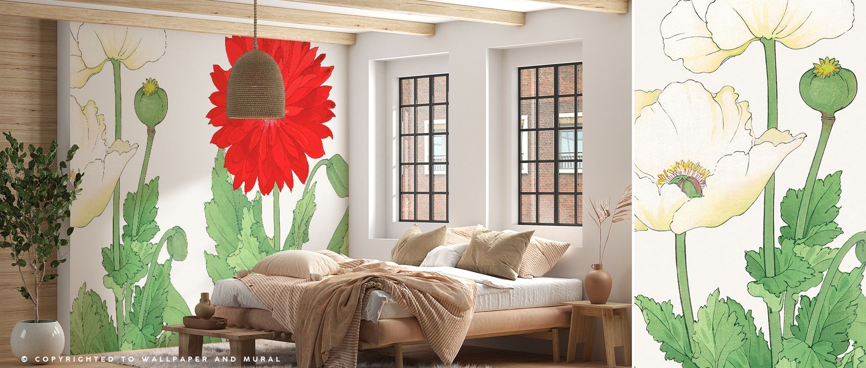 Floral calm dominates Tanigami White Poppies Wallpaper, where blossoms appear soft and luminous. Each detail conveys refinement, shaping interiors with grace. Bathrooms glow with serenity, enriched by its fresh artistry and natural charm.