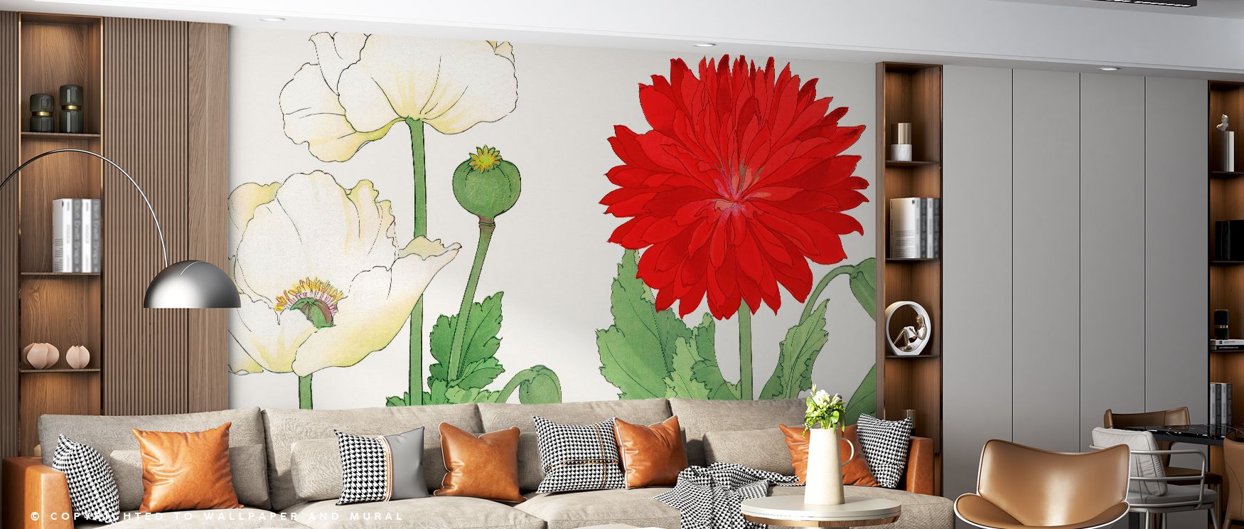 Natural brilliance thrives in Tanigami White Poppies Wallpaper, where blossoms convey elegance. Each petal feels delicate, uplifting walls with charm. Bedrooms glow with peaceful character, perfect for calm retreats of floral warmth.