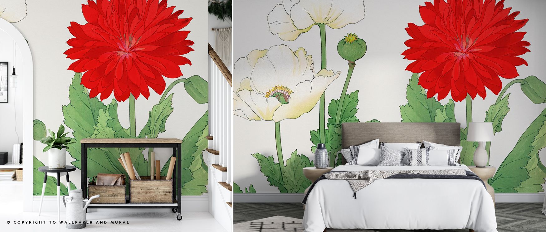 Serene balance enriches Tanigami White Poppies Wallpaper, where blossoms highlight harmony. The tones reflect freshness and refinement, turning walls into elegant floral landscapes. Living spaces glow with its artistry, making them welcoming and calm.