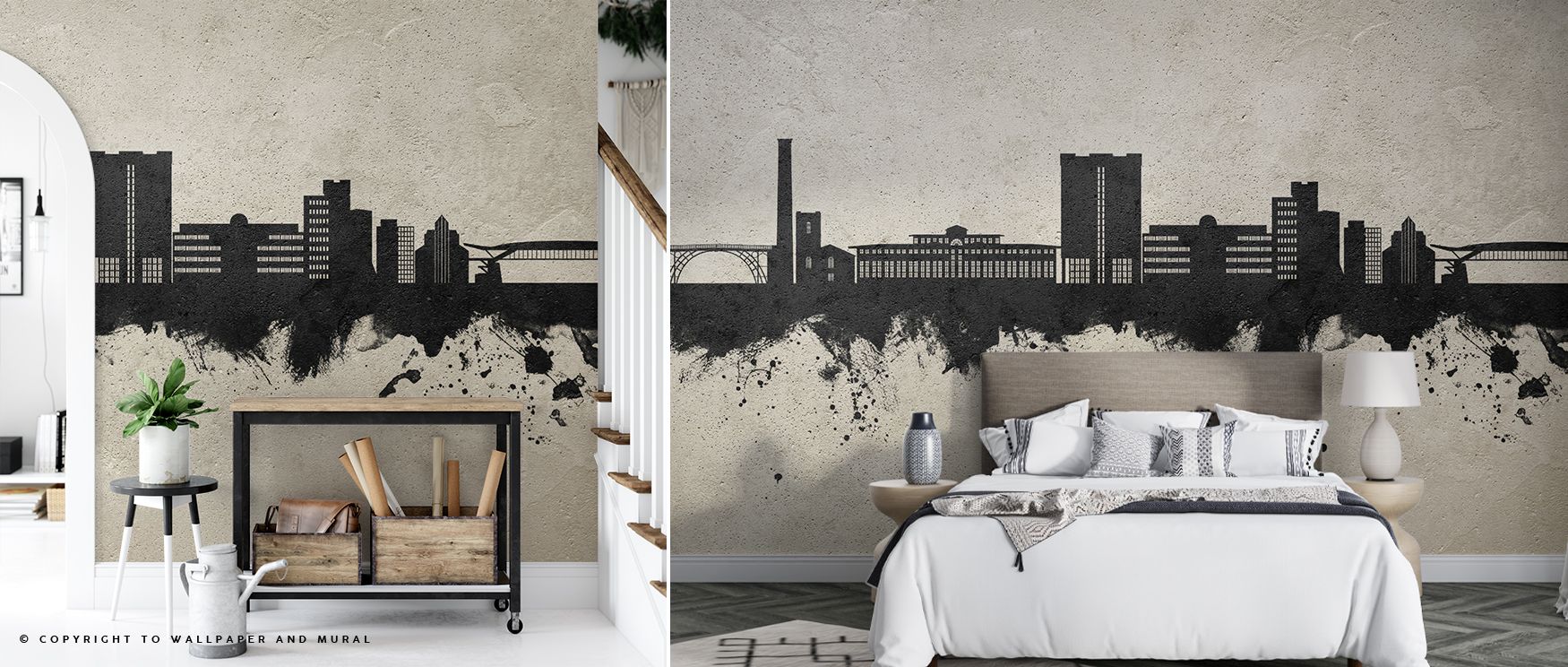 Distinct presence fills Telford England Skyline Concrete Wallpaper, where gritty contrasts highlight rooftops. Each line conveys urban rhythm, enriching interiors. Walls glow with grit and calm, making living rooms bold retreats.