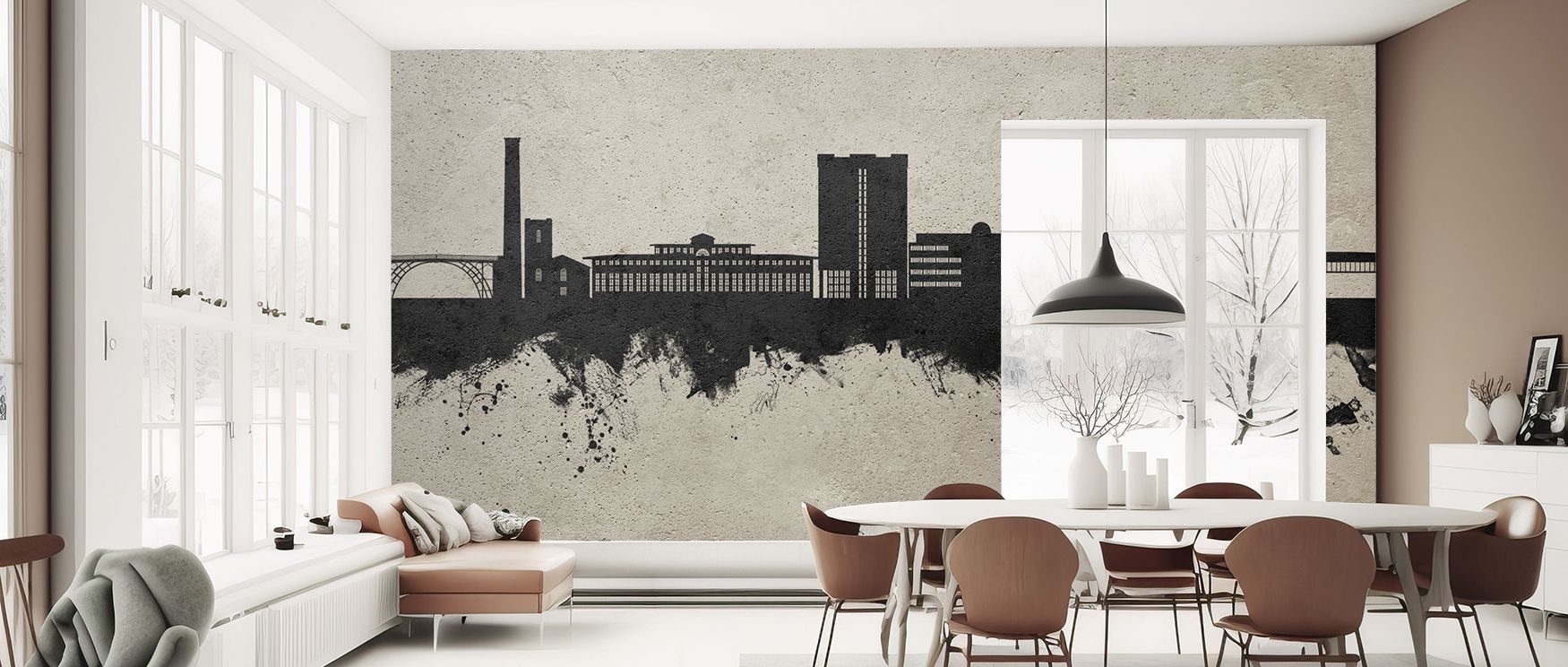 Raw sophistication defines Telford England Skyline Concrete Wallpaper, where every line carries grit. The palette conveys balance, shaping interiors. Living rooms glow with refined charm, filled with industrial identity.