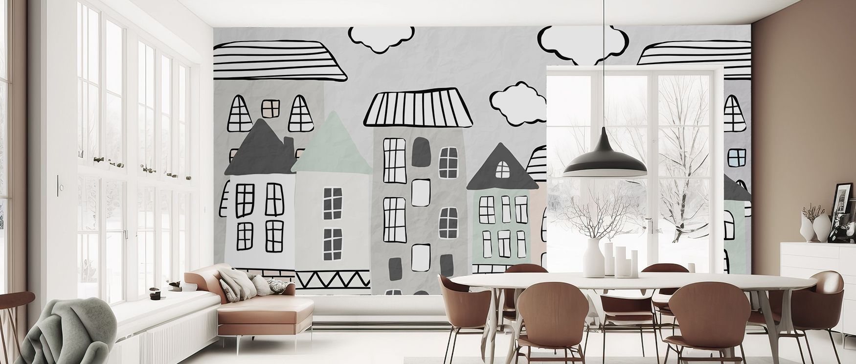 Through the Three Clouds Wallpaper, the atmosphere becomes contemplative and light. Each cloud form suggests harmony, layered gently across the wall. The design provides subtle movement, adding character while keeping serenity. Its simplicity feels artist