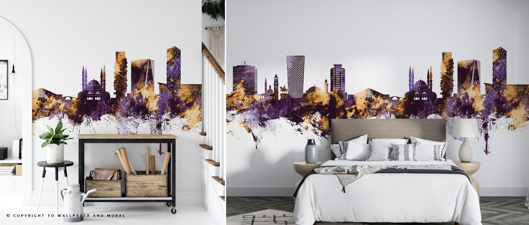With the Tirana Skyline Purple & Gold Wallpaper, iconic architecture becomes decorative art. The colors infuse warmth and elegance, while the skyline’s rhythm provides structure. Its design combines personality with sophistication, ensuring walls feel liv