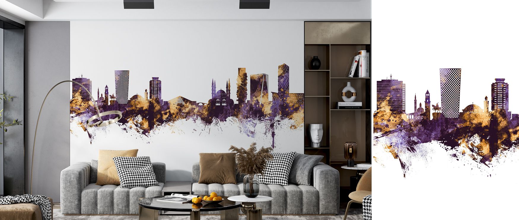 The Tirana Skyline Purple & Gold Wallpaper transforms surfaces into cityscapes filled with meaning. Its tones feel dramatic, offering refined decoration with modern flair. Each line contributes to energy and pride, capturing Tirana’s rhythm. This elegant 