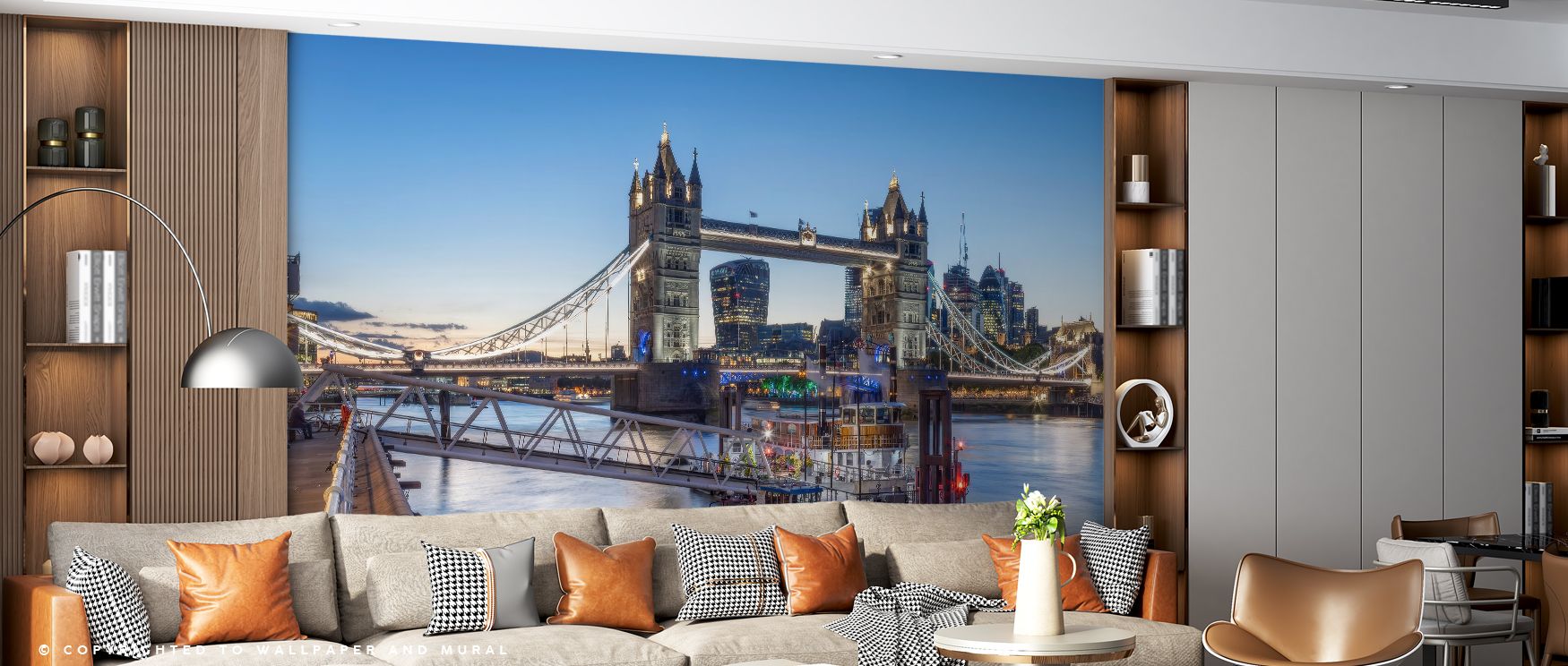 Layers of light create movement, transforming architecture into luminous art. Each curve of the bridge suggests rhythm and permanence. Through its glowing tones, the Tower Bridge at Night Wallpaper enriches atmosphere, making rooms contemplative and elega