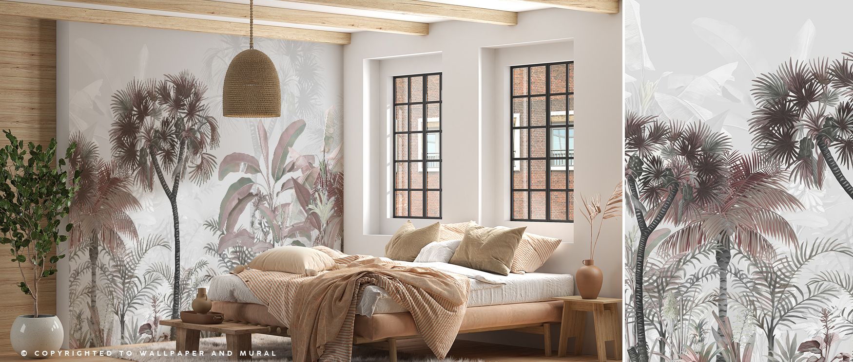 Leaves appear delicate and flowing, creating a rhythm that feels immersive. The Tropical Forest Strolls Light Blue Wallpaper conveys calm and charm, offering interiors subtle movement. Its tones keep walls soothing while providing natural character, perfe