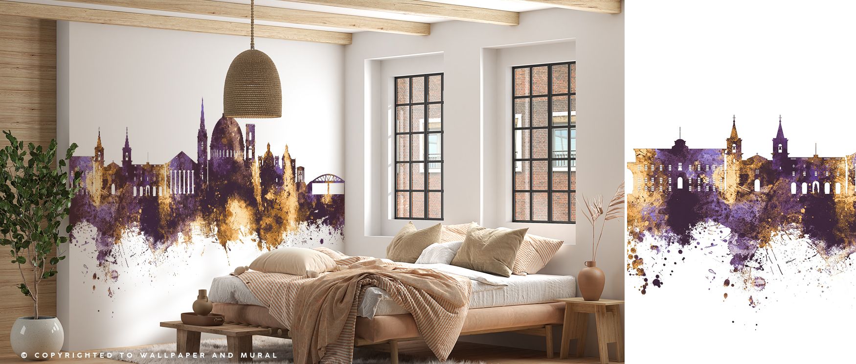 Regal purple tones meet golden brilliance, giving architectural forms strength and depth. The Valletta Malta Skyline Purple & Gold Wallpaper enriches interiors with cultural charm, ensuring walls glow with sophistication. Its elegance thrives in living ro