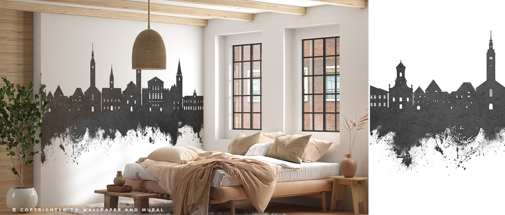 Historic architecture stands sharp in monochrome tones, adding balance and rhythm. The Varaždin Croatia Skyline Black & White Wallpaper conveys cultural elegance, ensuring professional offices feel grounded in identity and charm. 