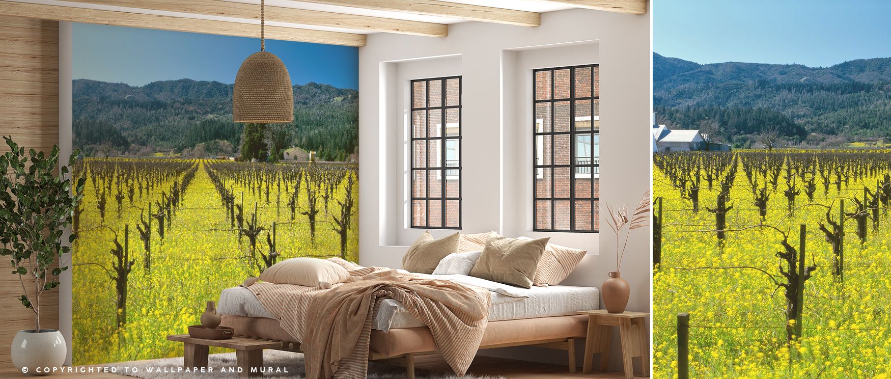 Rows of vines appear precise yet calming, offering harmony and rhythm. The Vineyard Symmetry Wallpaper enriches interiors with natural character, ensuring kitchens glow with rustic charm. Its composition reflects agricultural poetry with timeless appeal. 