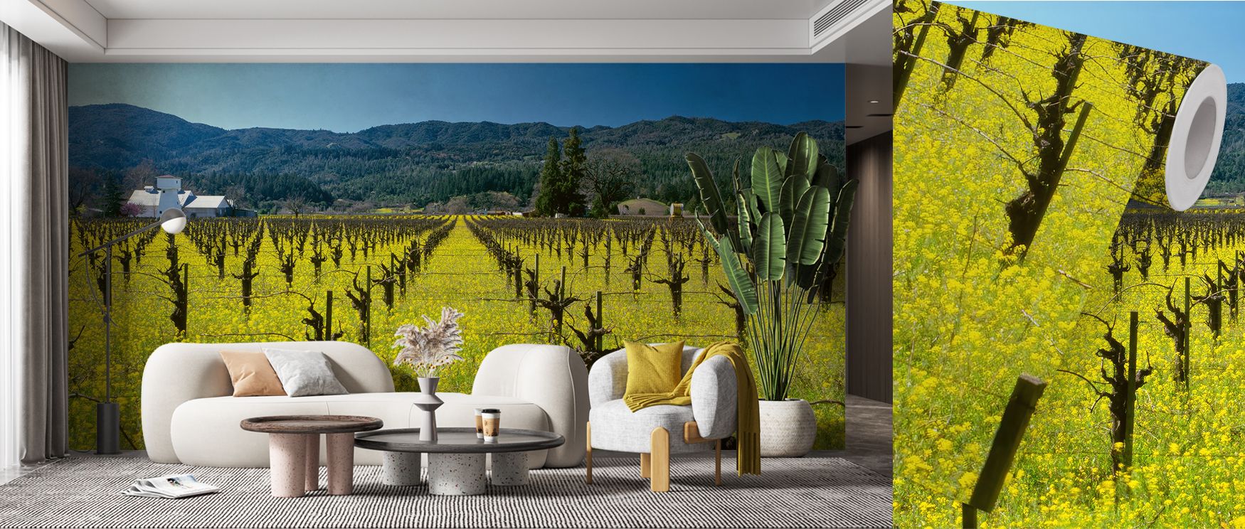 Subtle colors project harmony, blending balance with calm rhythm. The Vineyard Symmetry Wallpaper conveys the tranquility of vineyards, enriching interiors with sophistication and timeless beauty. Its presence thrives in cozy spaces where charm matters. 