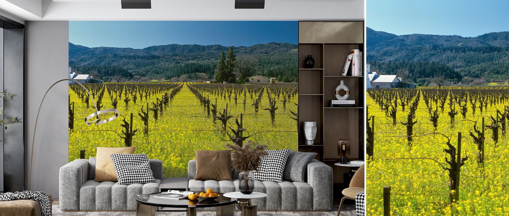Rows of vineyard imagery project stillness while remaining elegant. The Vineyard Symmetry Wallpaper adapts easily to stylish interiors, creating a calming presence that feels timeless and versatile. Its rhythm thrives in kitchens and rustic dining spaces.