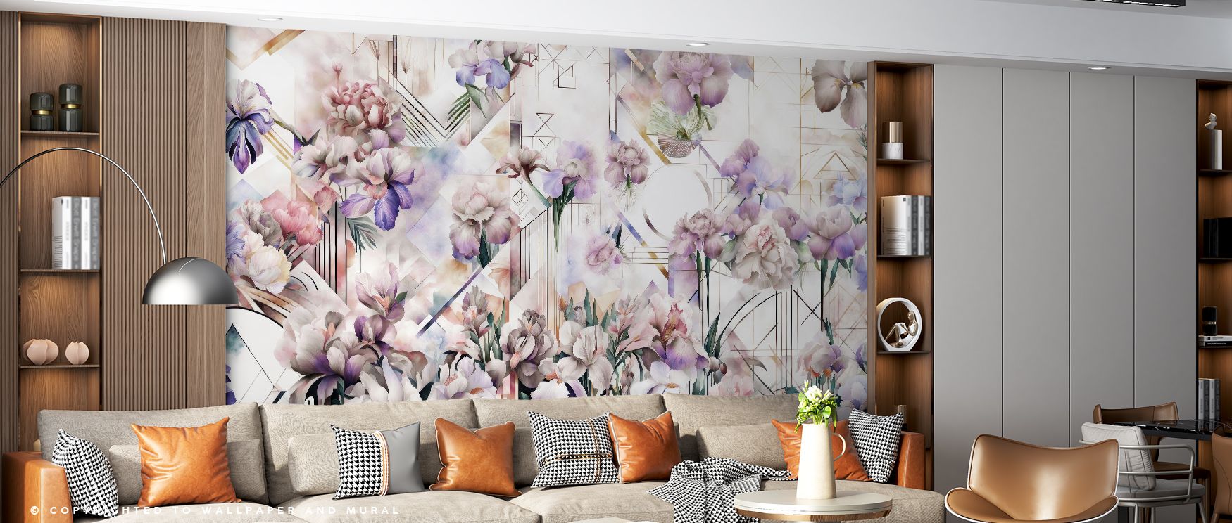 Showcasing the Watercolor Irises Bright Wallpaper, luminous blossoms unfold against soft backgrounds, their layered hues glowing with painterly brilliance. Each iris feels alive in texture and color, blending with flowing strokes that inspire calm. The co