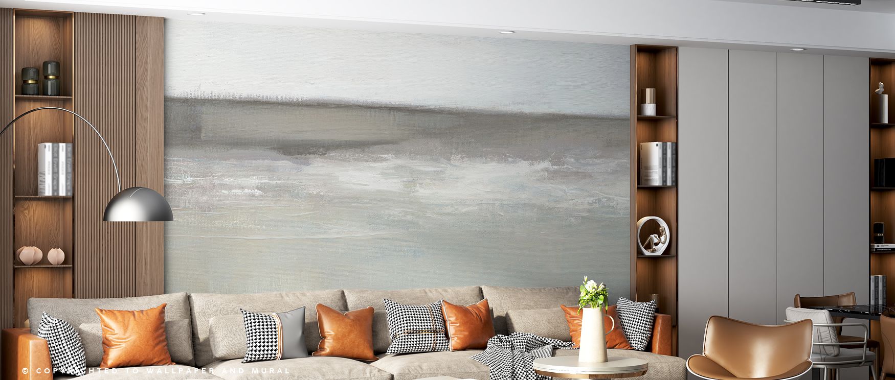 Showcasing the Wave Crest Wallpaper, painted wave crests rise and fall gracefully across the design. Colors blend seamlessly, from deep blue to pale white, suggesting the elegance of tides. Its composition evokes tranquility, filling interiors with marine