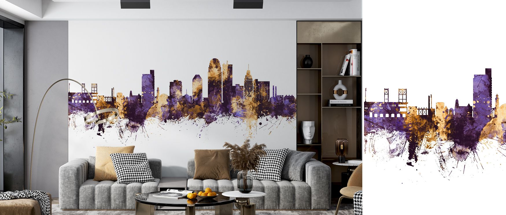 With glowing highlights, the Winston-Salem NC Skyline Purple & Gold Wallpaper depicts structures in radiant tones. The imagery enriches interiors with artistry, creating cultural charm. Each detail transforms walls into luminous settings. Its artistry upl