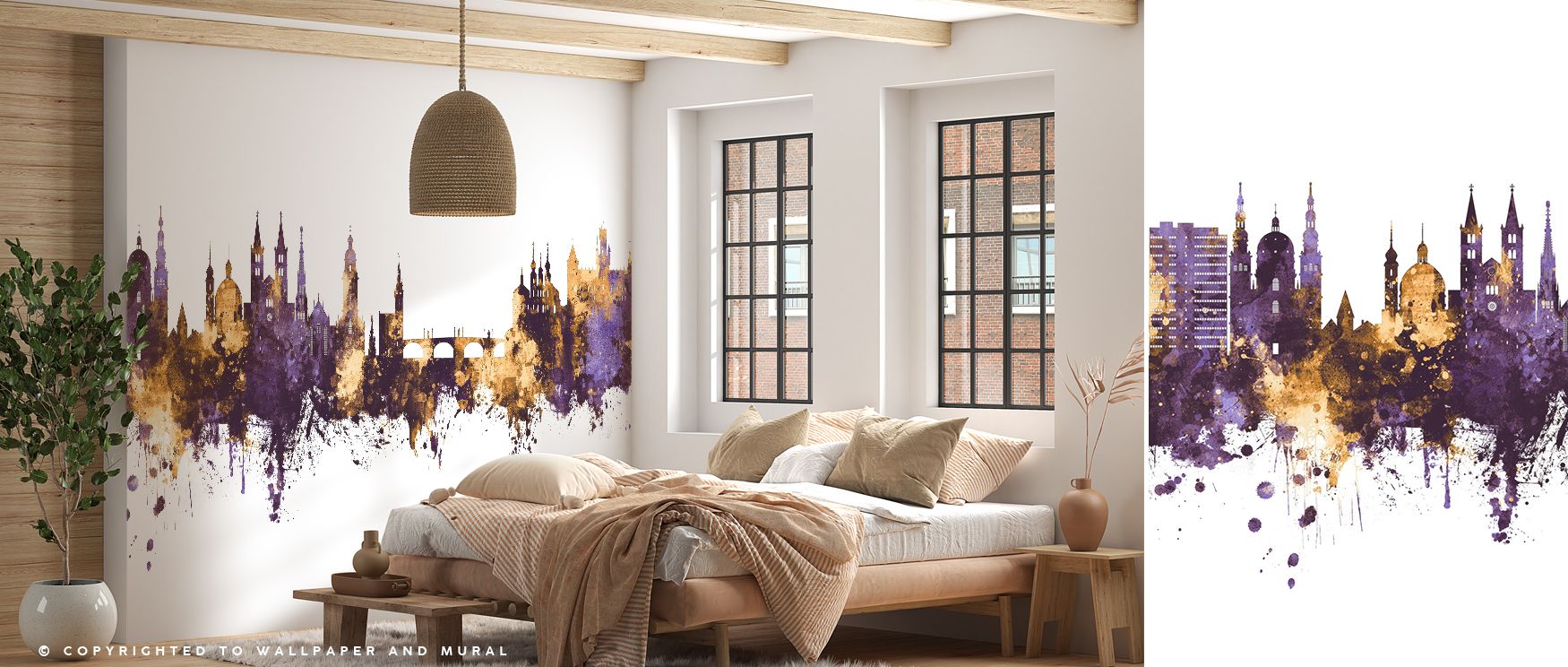 Painted in luminous tones, the Würzburg Germany Skyline Purple & Gold Wallpaper reveals structures glowing with elegance. Each detail resonates with artistry, enriching interiors. The imagery uplifts bedrooms with heritage pride, turning walls into decora