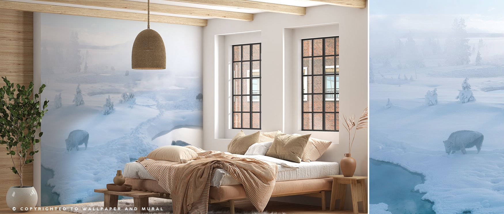 Across the Yellowstone Bison Wallpaper, majestic silhouettes move through open plains painted in earthy tones. The imagery conveys strength, filling interiors with wild beauty. Each line radiates calmness, creating atmosphere. This wallpaper enriches livi