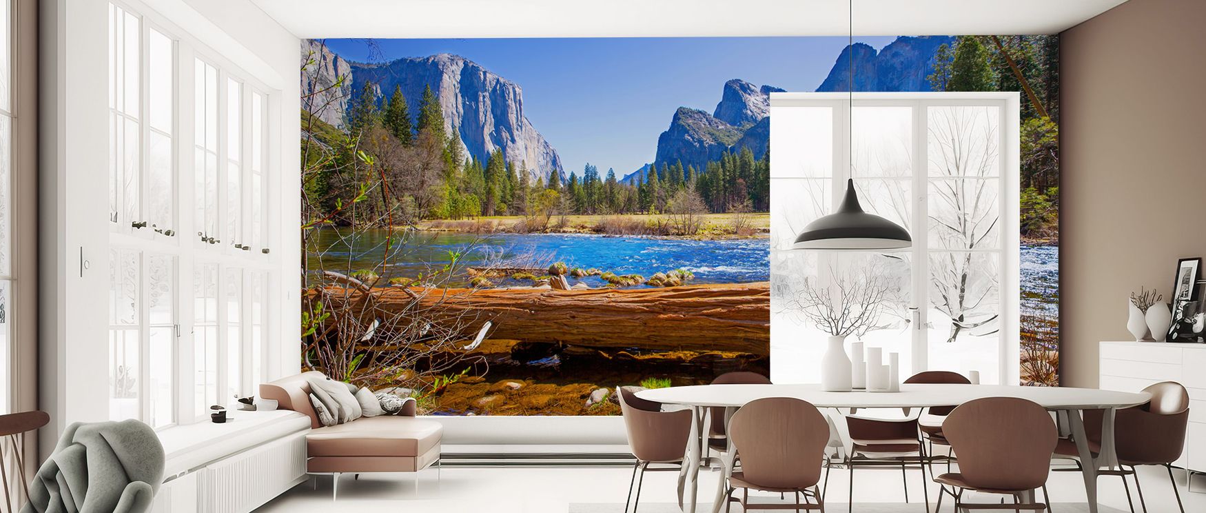 A graceful portrayal of the Yosemite Merced River Wallpaper reveals waters glowing softly against muted landscapes. Each line resonates with harmony, enriching interiors with serenity. Its imagery transforms walls into decorative canvases, uplifting homes