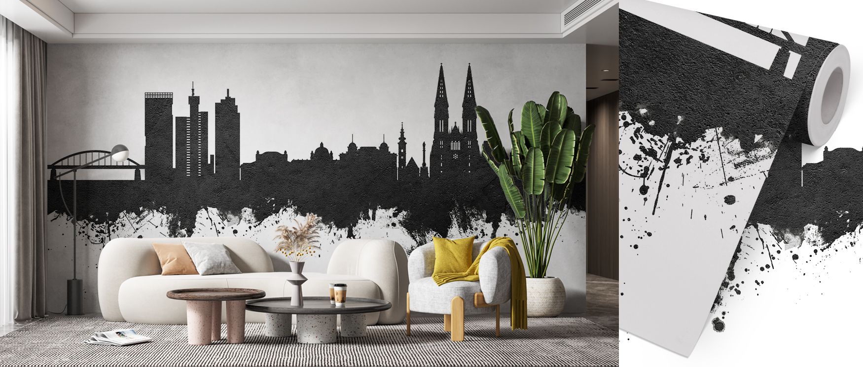 A refined portrayal of the Zagreb Croatia Skyline Black & White Wallpaper reveals structures rendered in muted tones. Each detail suggests calm, enhancing interiors with artistry. The imagery creates balance, enriching walls with historical depth. This de