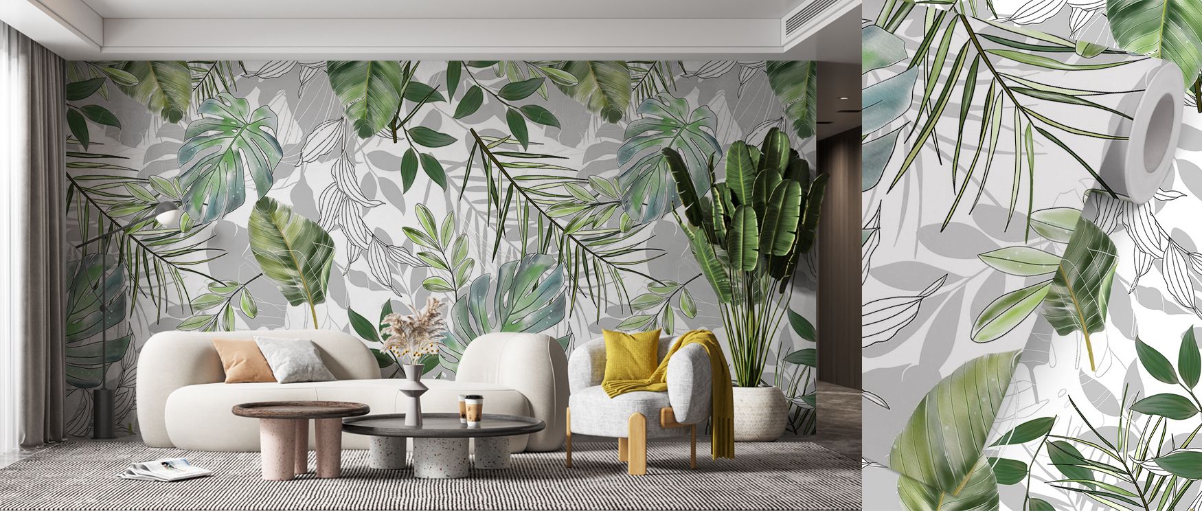With soft gradients, the Light Green Tropics Wallpaper reveals foliage rendered in gentle tones. Each detail enhances balance, creating calm. Its imagery enriches interiors with natural charm, uplifting living areas with freshness. The design transforms s