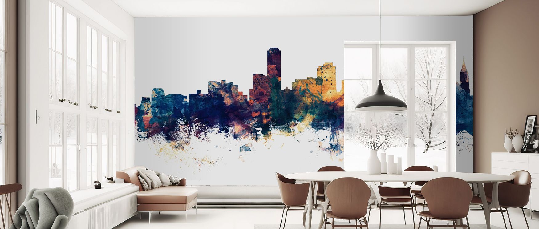 Within the Adelaide Australia Skyline Blue & Bronze Wallpaper, structures glow in luminous contrasts. Each form resonates with refinement, enriching interiors with artistry. The imagery uplifts offices with cultural sophistication, turning walls into deco
