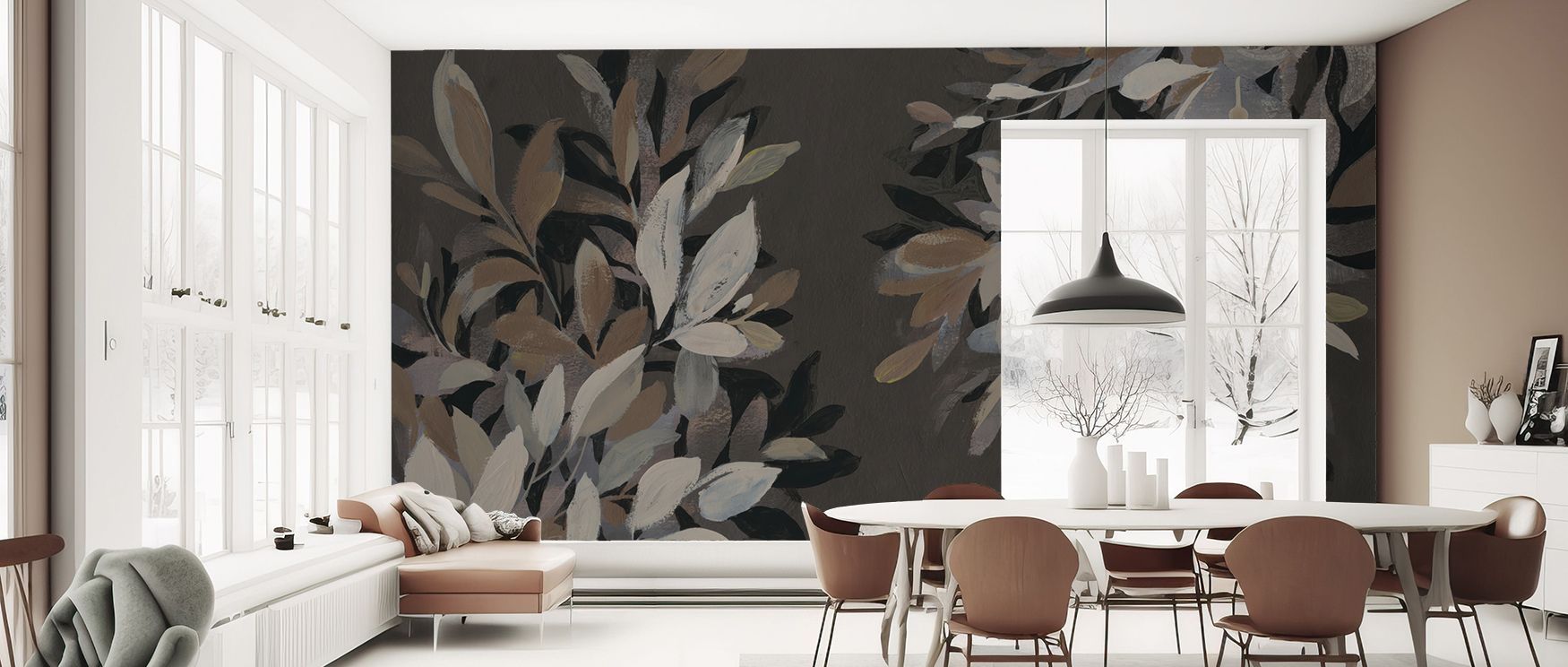 Afternoon Shadows Wallpaper displays delicate layers painted in grays softened by cream accents. Its artistry conveys subtle harmony, enriching interiors with timeless beauty. Bedrooms glow with peace when paired with this imagery, walls turned into decor