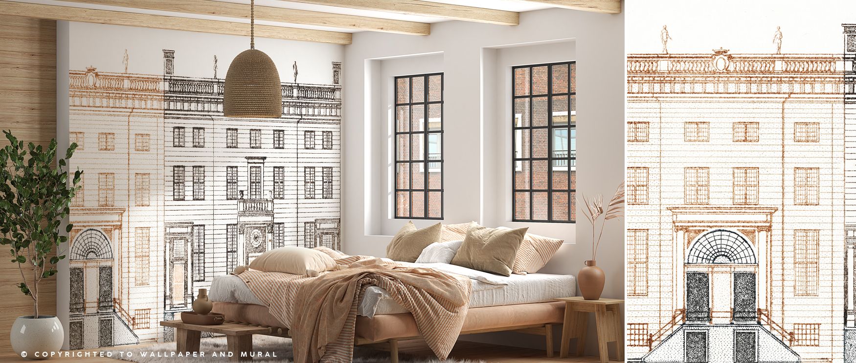 The Amsterdam Canal Houses Wallpaper captures rooflines layered in soft cream and pale grays, standing against muted skies. Each silhouette conveys artistry, uplifting offices with balance. Walls transformed by this imagery glow with sophistication, cultu