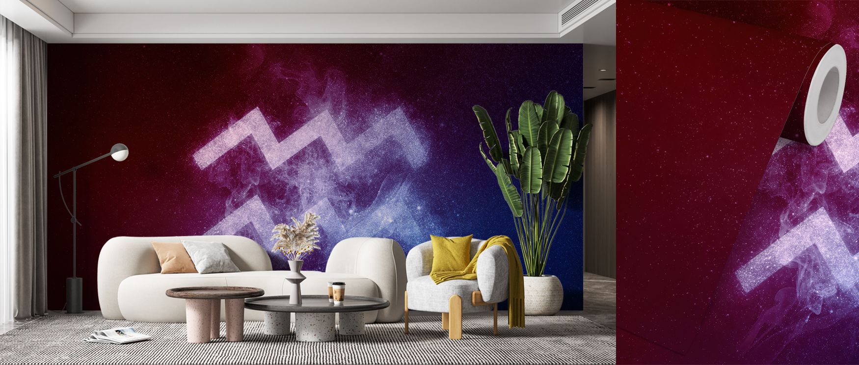 Constellations unfold in Aquarius Zodiac of Stars Wallpaper, radiating elegance across surfaces. Each star motif enriches walls with cosmic rhythm, offering balance and wonder. Bedrooms or offices become inspiring spaces filled with celestial calm.