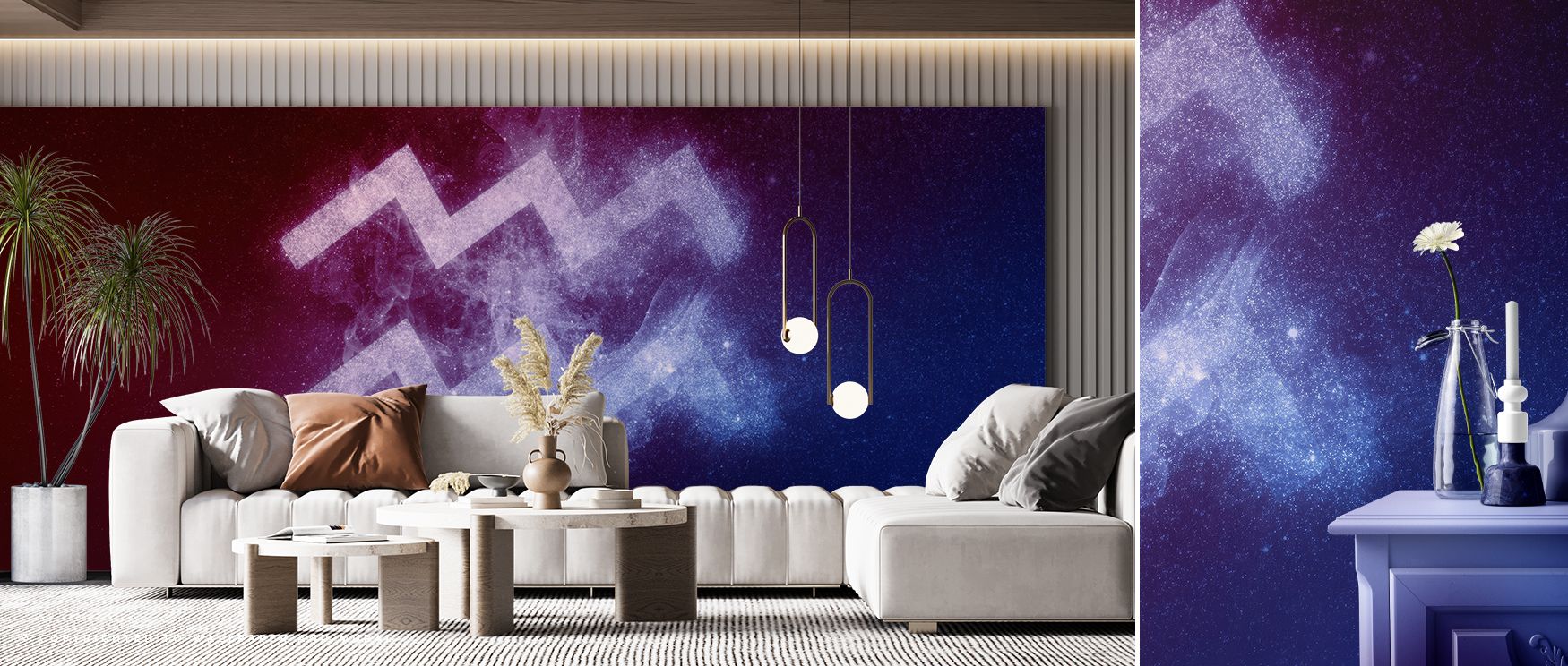Radiant detail fills Aquarius Zodiac of Stars Wallpaper, where motifs of Aquarius inspire atmosphere of beauty. Stars shimmer with subtle charm, turning walls into astral canvases. Interiors benefit from serenity, perfect for bedrooms or living rooms.