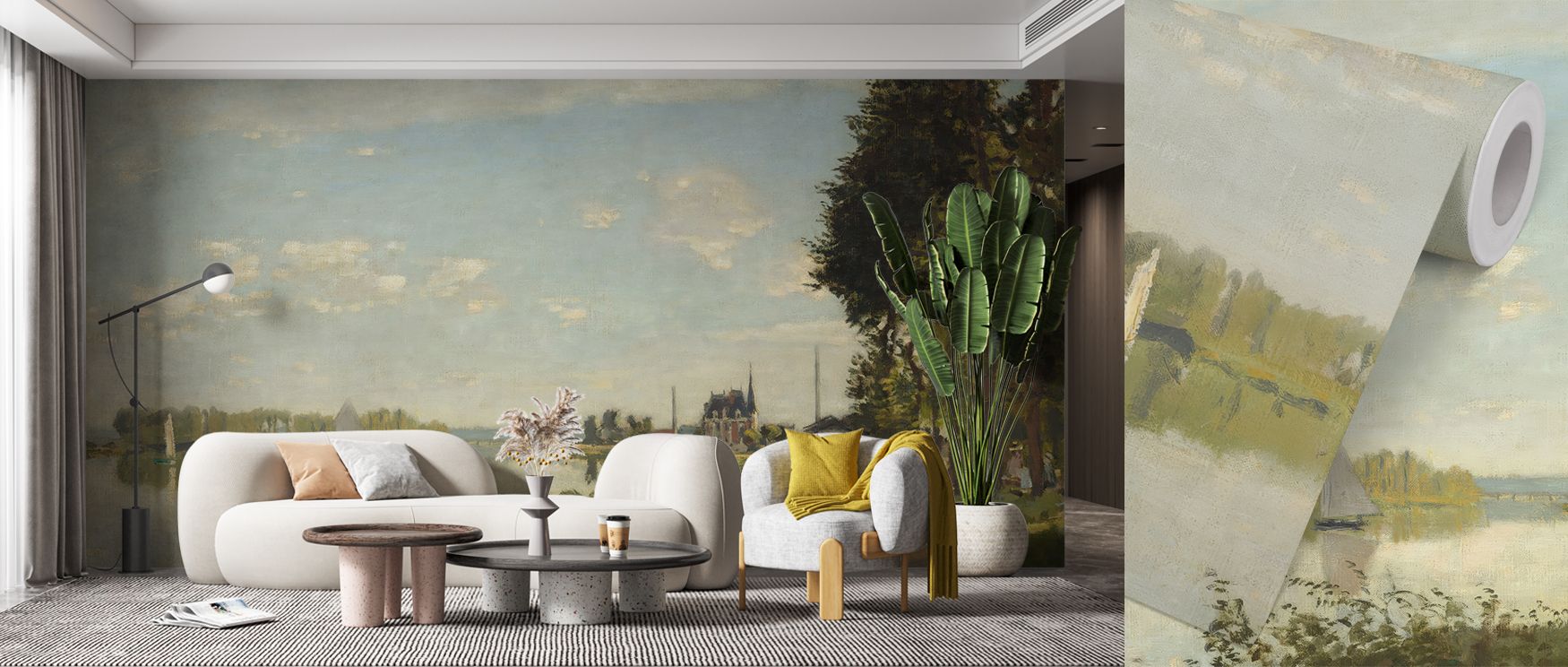 Harmony emerges in Argenteuil Wallpaper, where picturesque views add calm presence. Each element enriches walls with natural elegance. Bedrooms or living rooms benefit from its rural artistry, radiating serenity indoors.