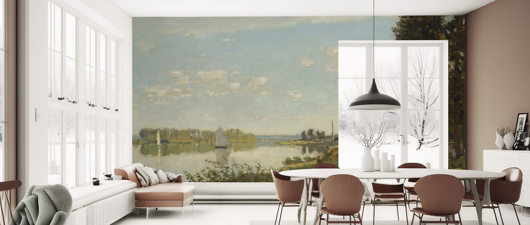 Tranquil imagery shapes Argenteuil Wallpaper, where landscapes radiate calmness. Each detail conveys simplicity, adding elegance to interiors. Living spaces or offices glow with serenity, enriched by rural artistry.