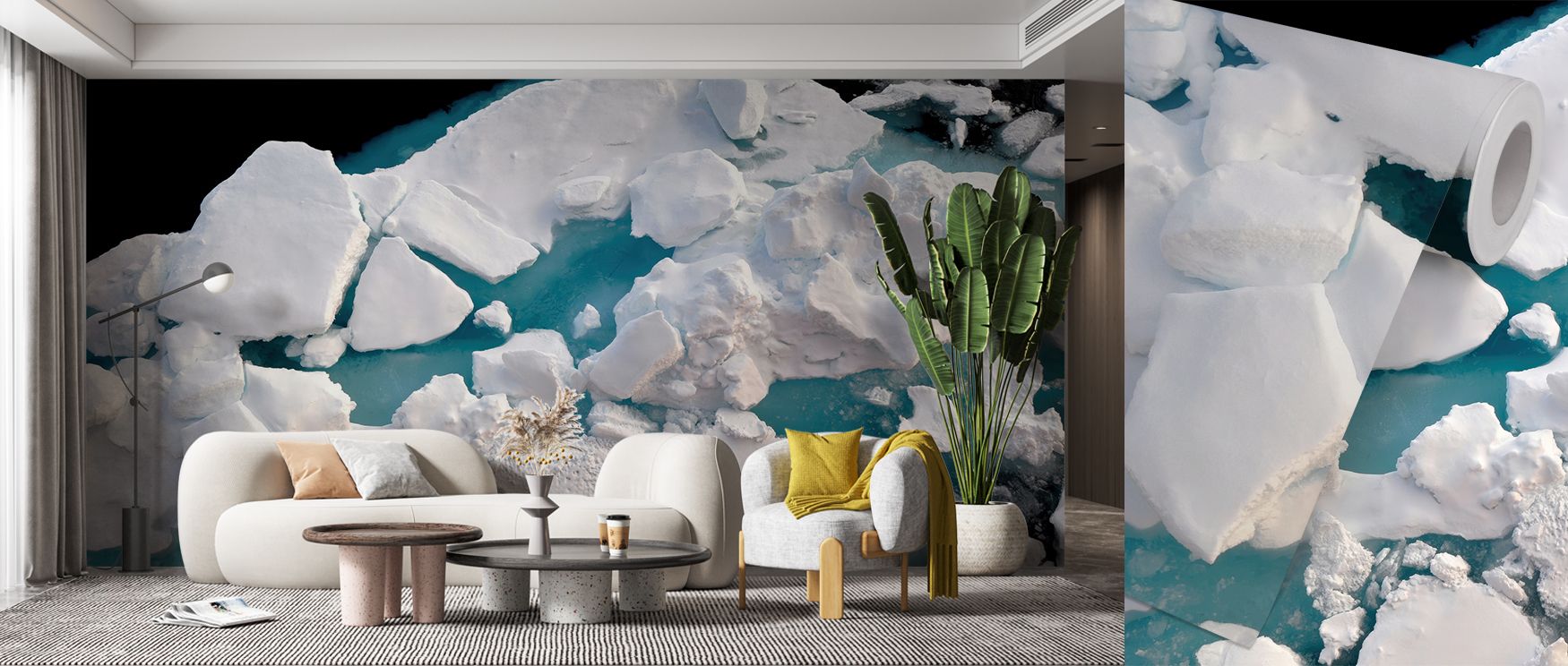 Gentle tones highlight Arctic Ocean Wallpaper, offering atmosphere of calmness. The seascape imagery enriches interiors with natural grace. Walls become tranquil canvases, ideal for living rooms or offices needing serenity.