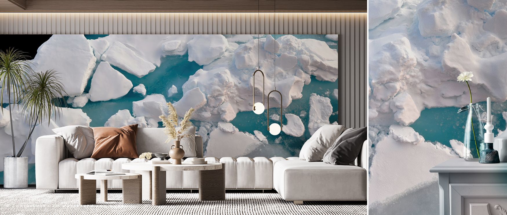 Expansive calm emerges in Arctic Ocean Wallpaper, where frozen waters create rhythm. The palette radiates purity, uplifting walls with grandeur. Interiors benefit from serenity, making bedrooms or living rooms refreshing sanctuaries.