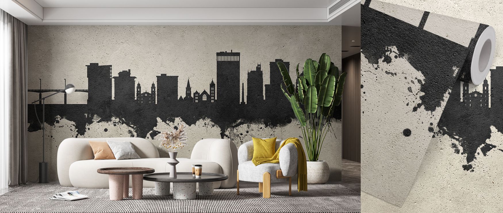 Textured elegance emerges in Asheville North Carolina Skyline Concrete Wallpaper, blending grit with sophistication. Each silhouette adds rhythm, creating stylish balance. Interiors glow with raw artistry, ideal for living rooms or offices.
