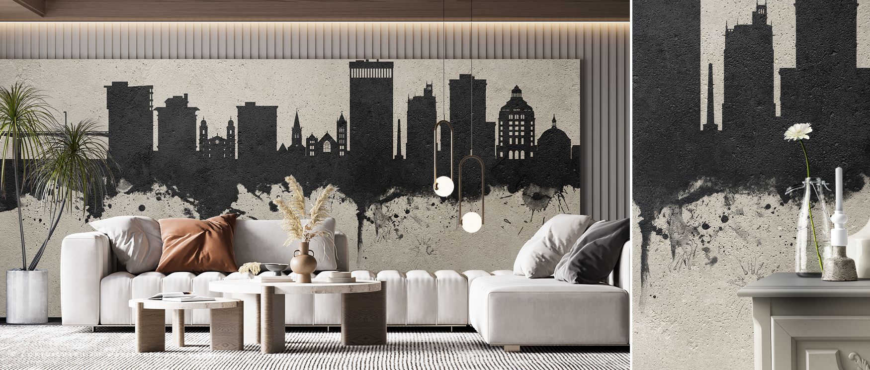 Gritty charm shines in Asheville North Carolina Skyline Concrete Wallpaper, where industrial texture enhances walls. The skyline imagery feels timeless, adding urban strength. Bedrooms or lofts benefit from its bold presence.