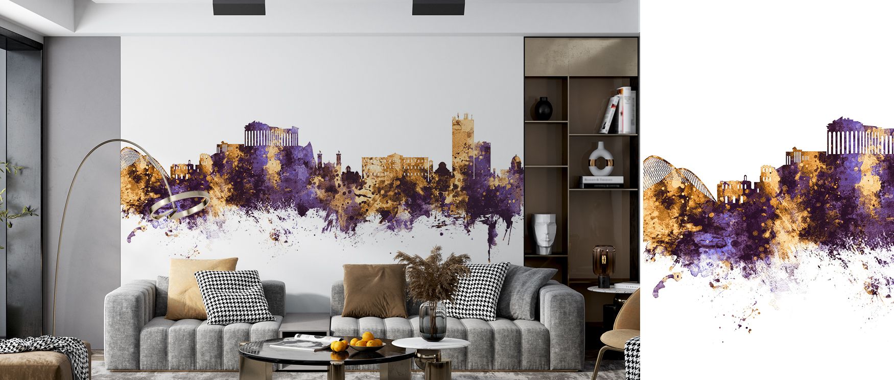 Timeless charm is reflected in Athens Greece Skyline Purple & Gold Wallpaper, where details of architecture are enriched by glowing tones. Interiors feel luxurious, filled with atmosphere of balance. Walls become radiant backdrops of grandeur, making bedr