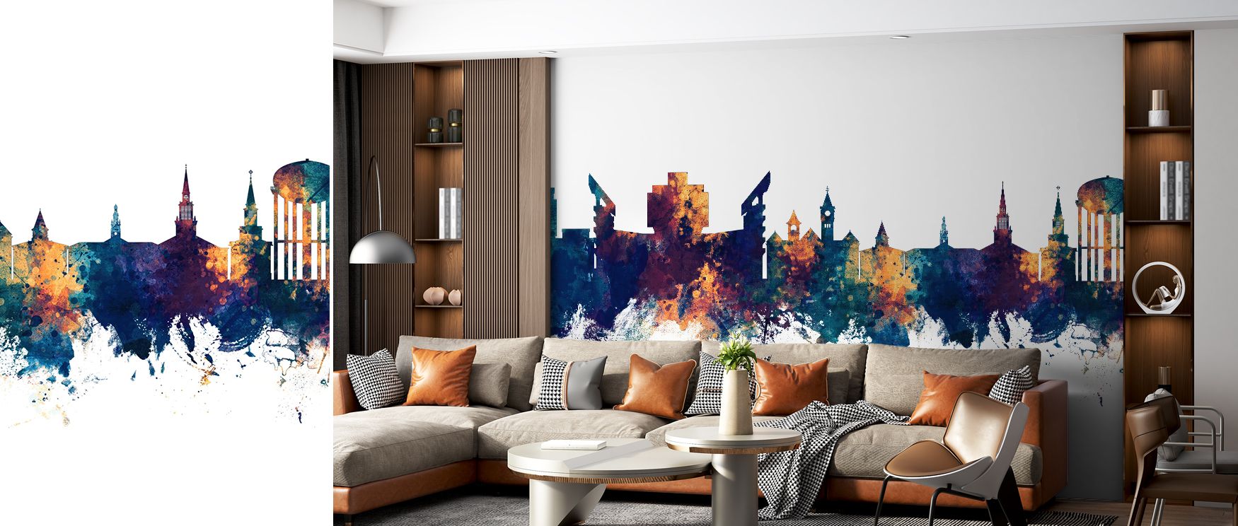 Architectural rhythm is captured in Auburn Alabama Skyline Blue & Bronze Wallpaper, with bold details outlined against dramatic tones. Each silhouette feels strong yet balanced, enriching interiors. This wallpaper brings vibrancy and calm into bedrooms or