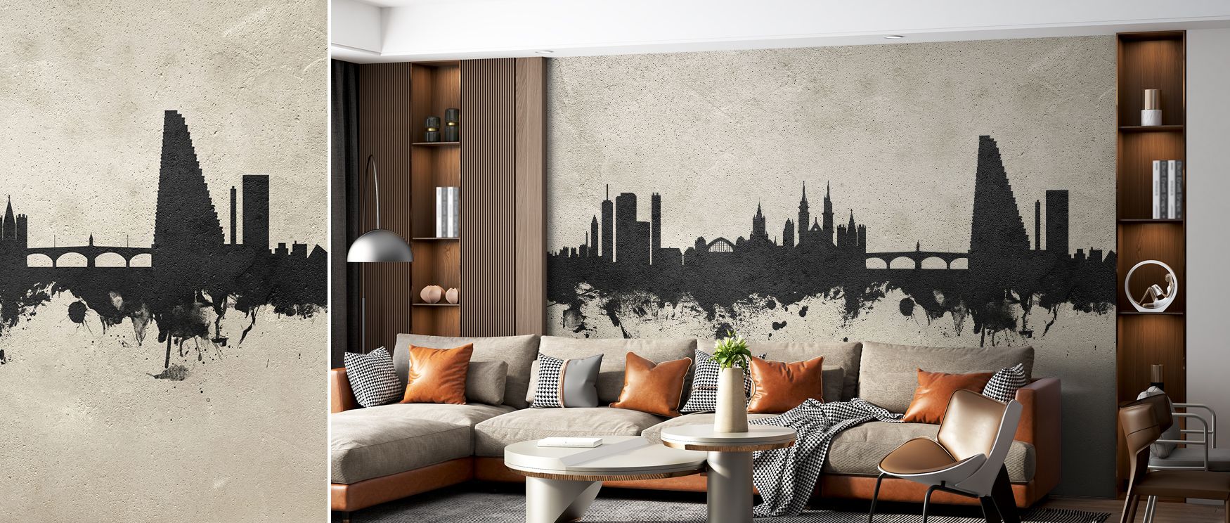 Urban charm thrives in Basel Switzerland Skyline Concrete Wallpaper, where structures stand tall against gray textures. Each silhouette enriches interiors with grit, shaping spaces with calmness. Lofts or offices glow with modern balance, celebrating stre
