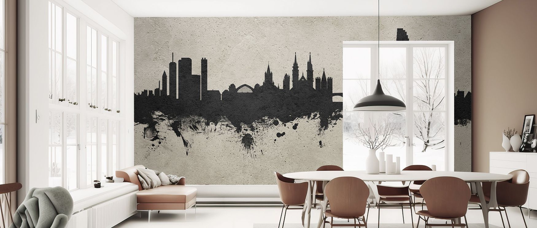 Structural clarity defines Basel Switzerland Skyline Concrete Wallpaper, where silhouettes glow in muted hues. The palette conveys industrial charm, uplifting walls. Interiors gain rhythm and refinement, making living rooms or studies modern retreats fill